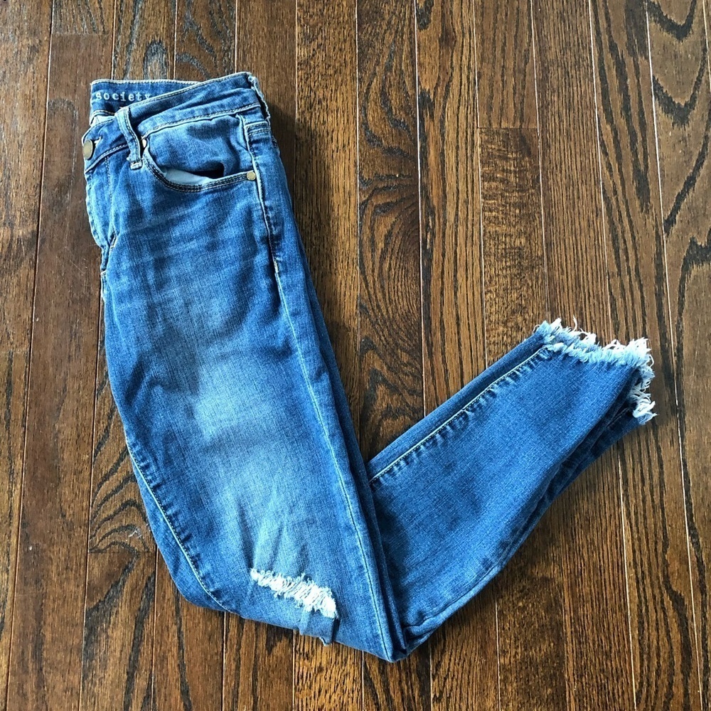 Articles of Society Women’s 25 Skinny Mid-Rise Distressed Raw Hem Vintage Jeans